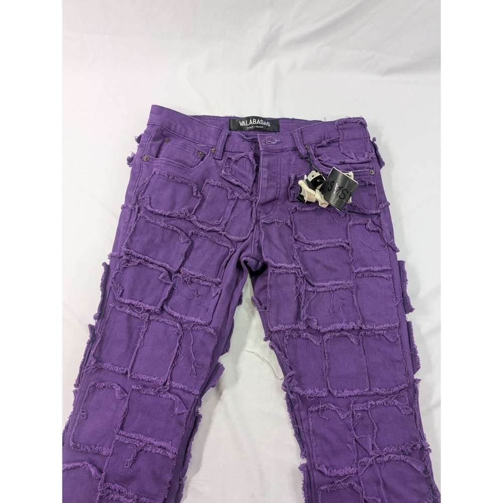 Valabasas‎ Men's Purple.Pqtchwork Jeans/ Pants Size 30x35 Flare Leg New *Washed